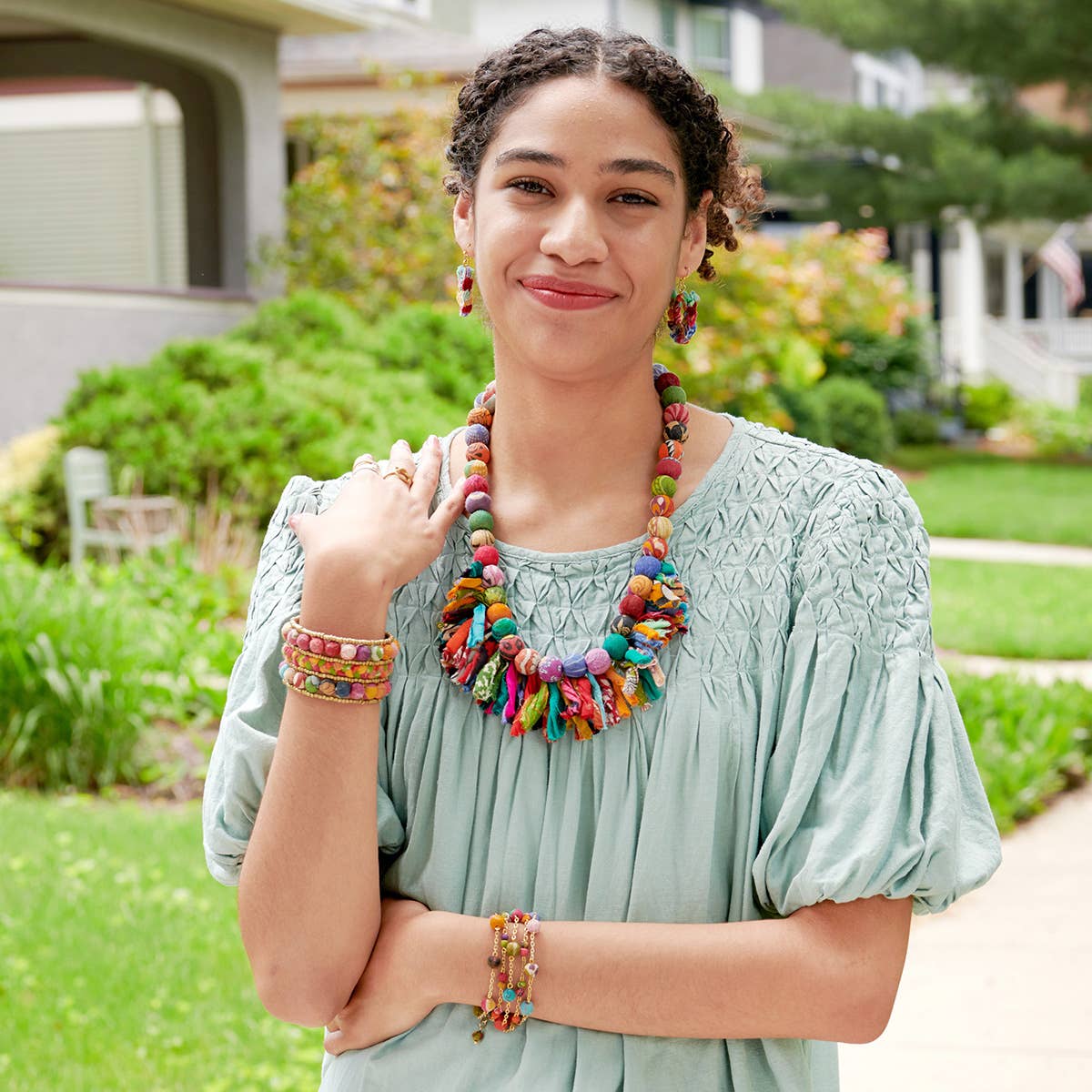 Kantha Crested Fringe Necklace