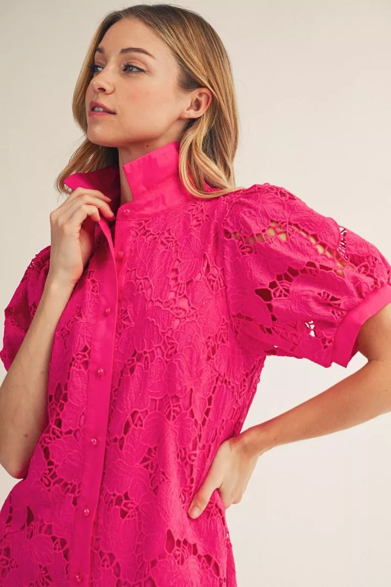 Short sleeve eyelet dress