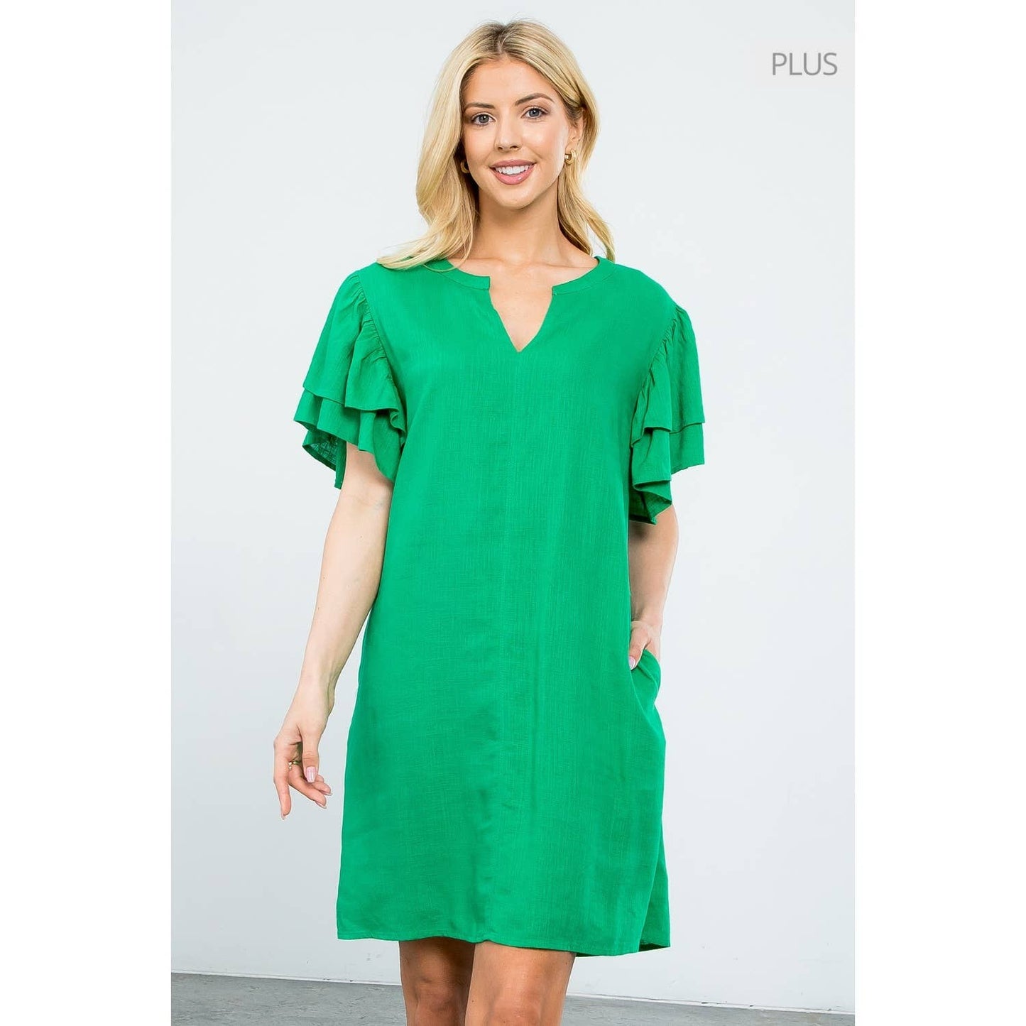 /Size XL/ Flutter Sleeve V-Neck Dress