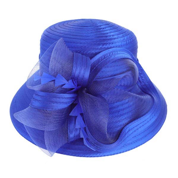 DOWN BRIM FLORAL DRESSY BRAID HAT