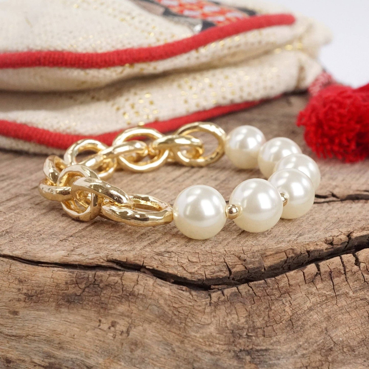 Chunky Chain and pearls beads bracelet