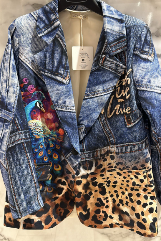 Italian Parrot Leopard Print Blazer