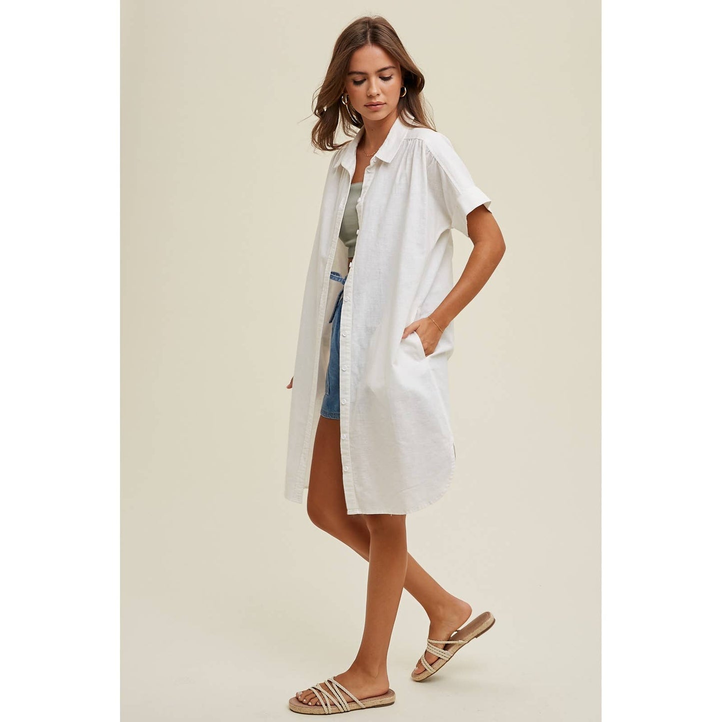 SHIRT DRESS WITH CUFF DETAIL / WL24-8583