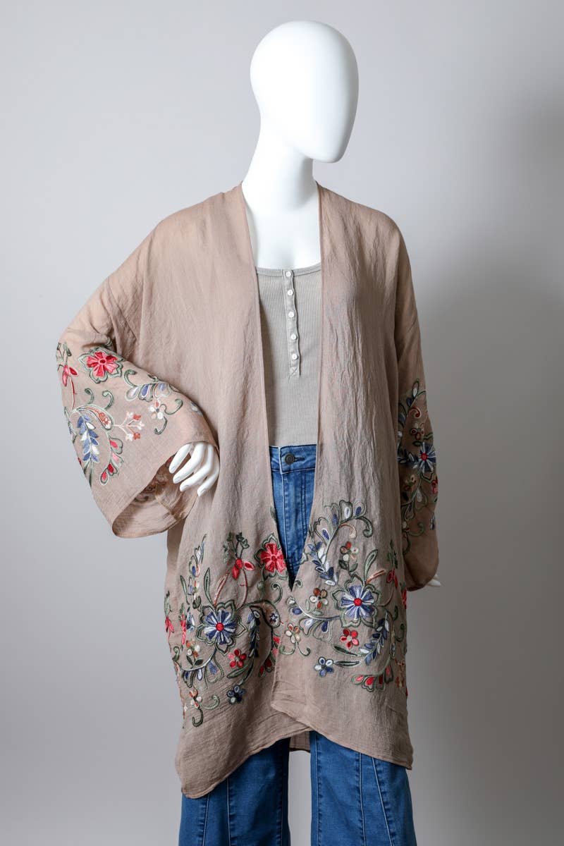 Long Floral Kimono Cardigan
