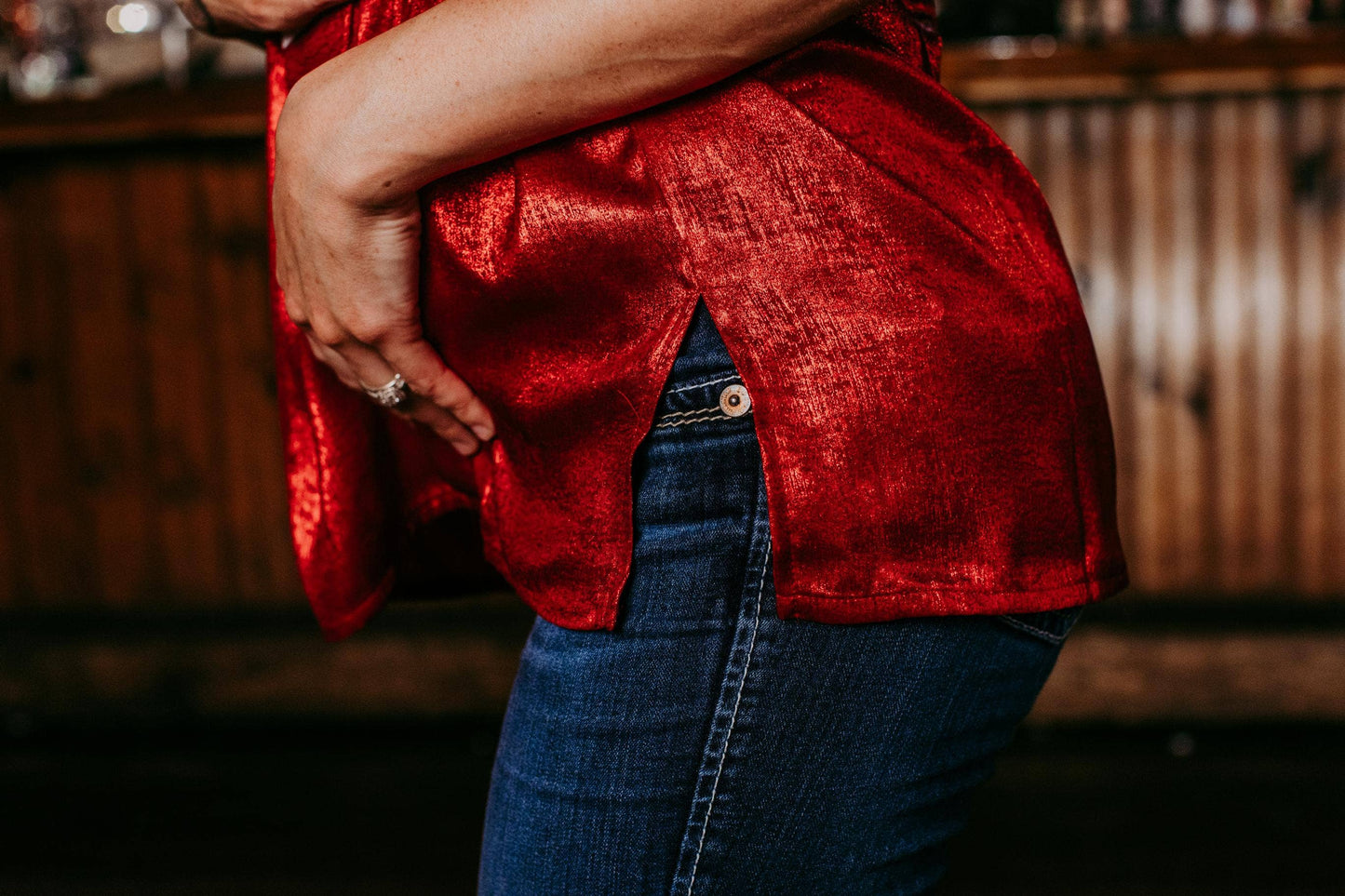 Metallic Blouse - Red