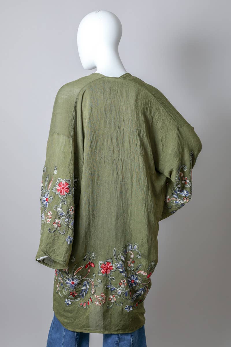 Long Floral Kimono Cardigan