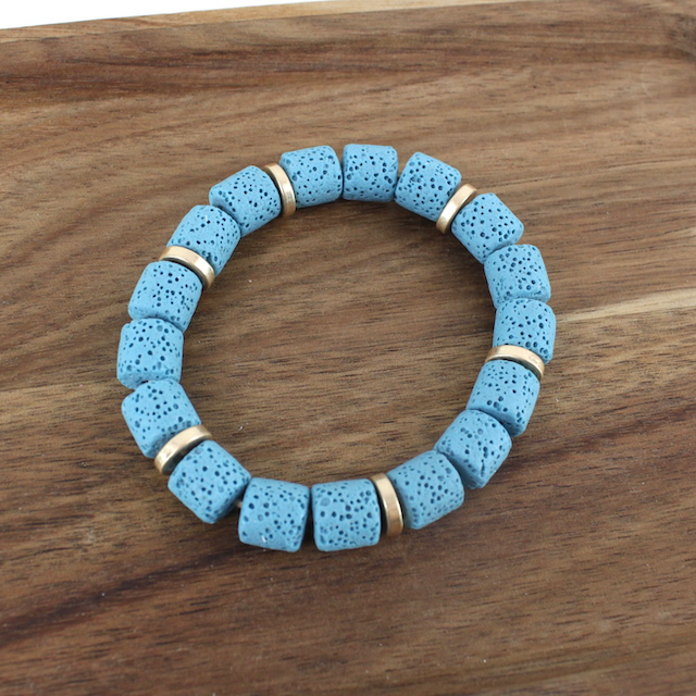 Lava Rock Tube Beads Stretch Bracelet