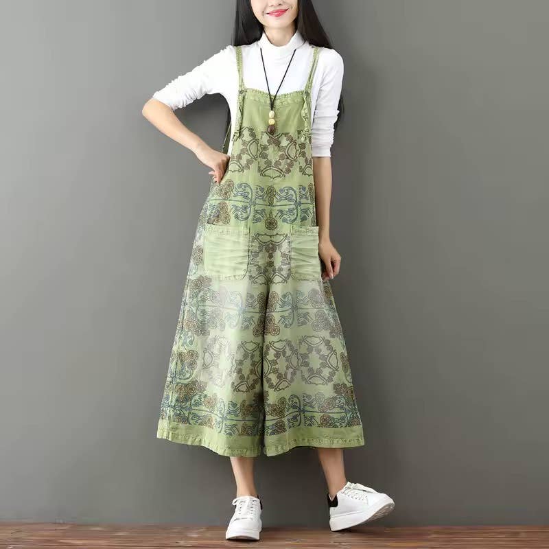 Denim Vintage Print Overall Jumper