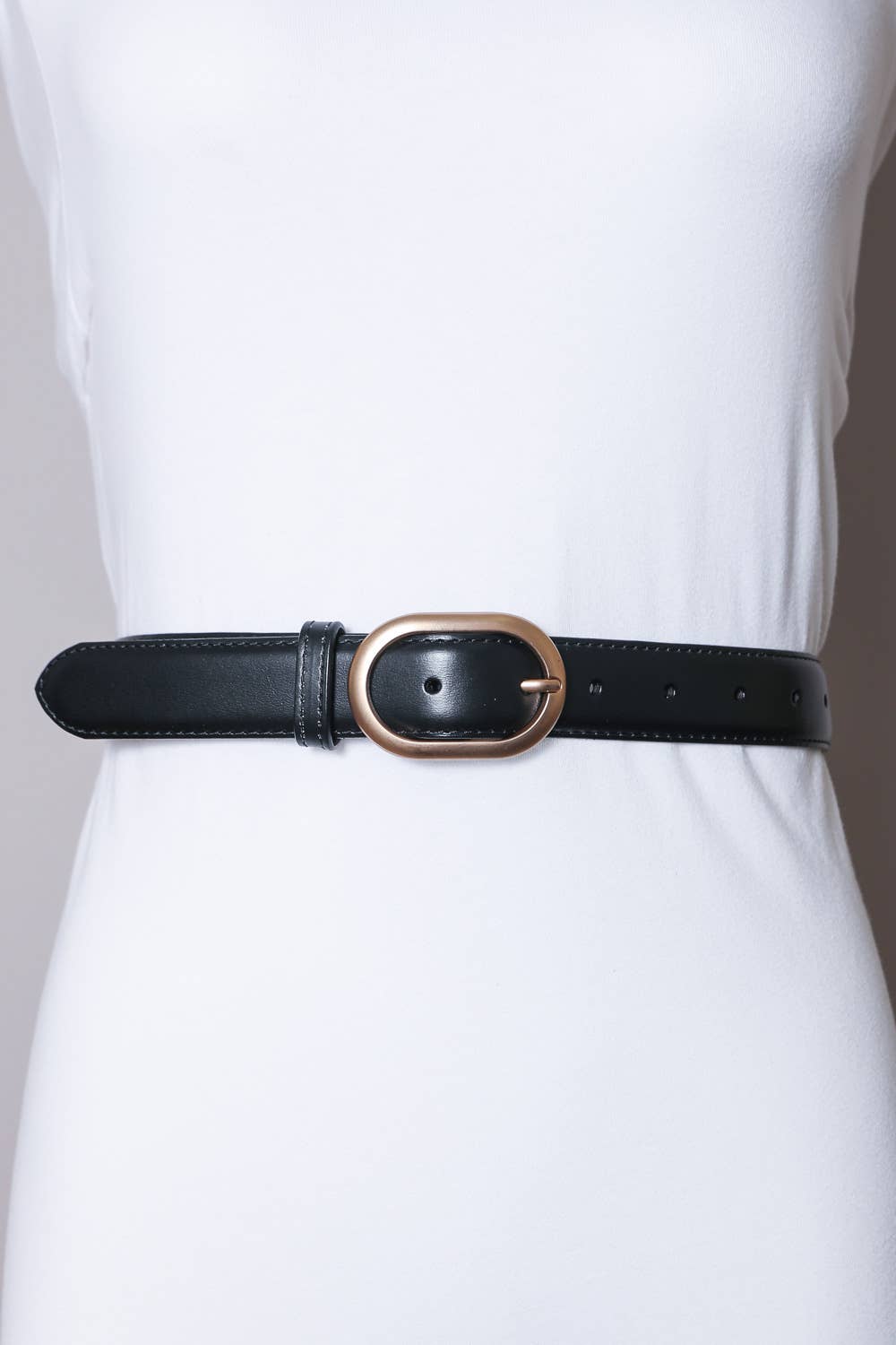 Matte Rosegold Oval Buckle Hip Belt