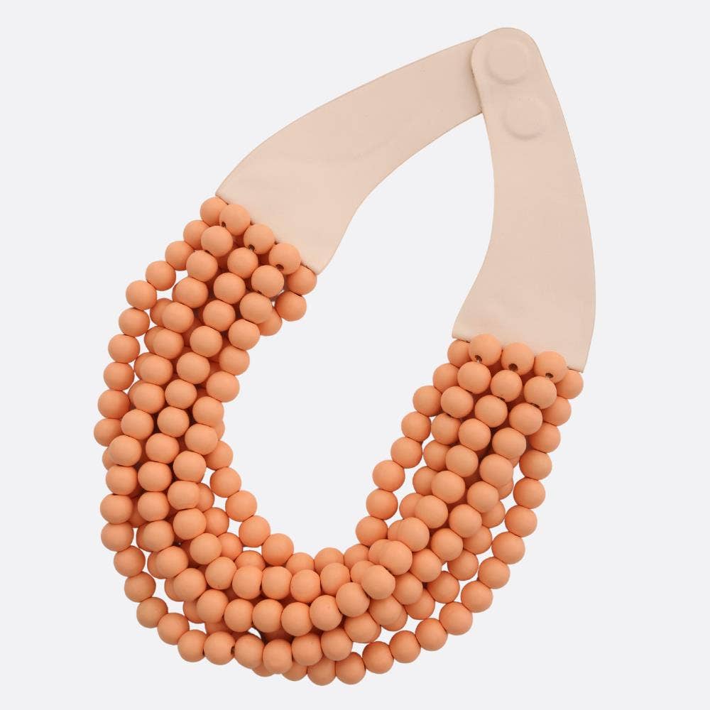 WOOD BEADED LAYERED MAGNETIC NECKLACE