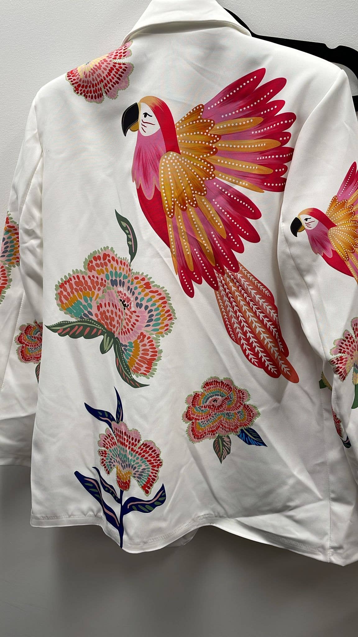 Italian White Parrot Printed Blazer