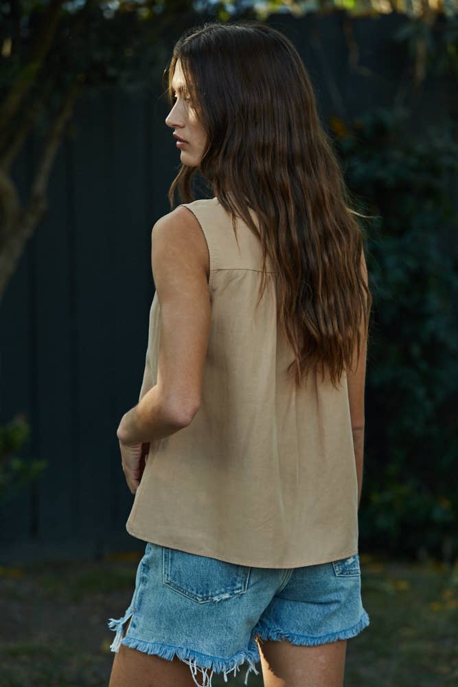 Woven Tencel Linen Sleeveless Top