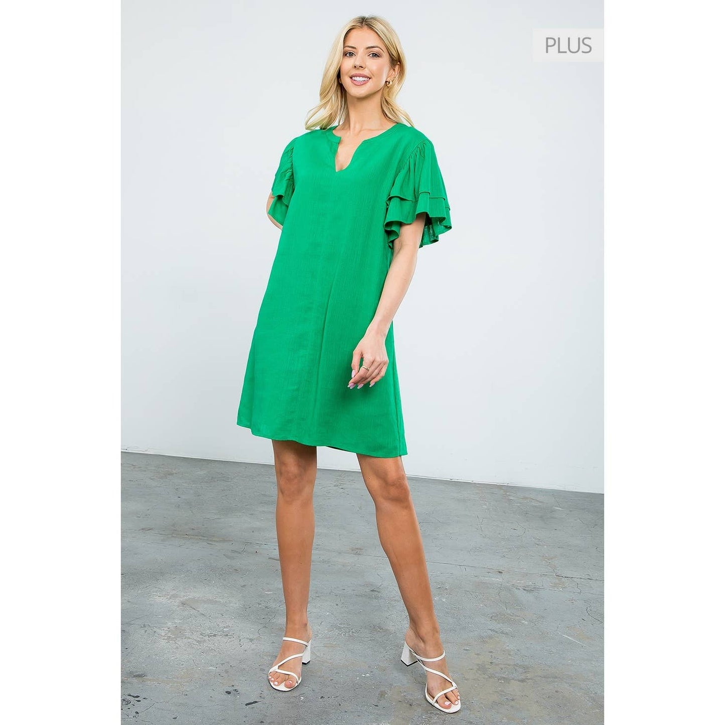 /Size XL/ Flutter Sleeve V-Neck Dress