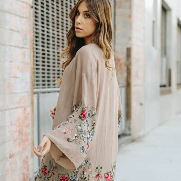 Long Floral Kimono Cardigan