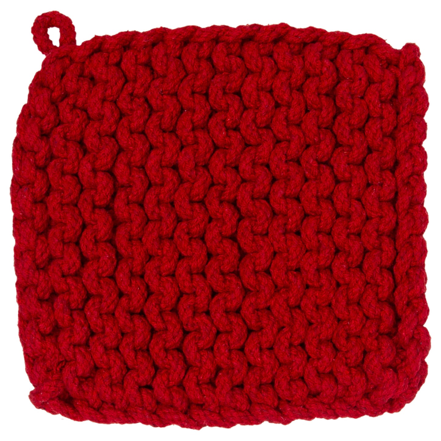 Red Chunky Knit Cotton Pot Holder