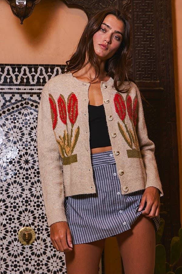 Floral Sweater Cardigan