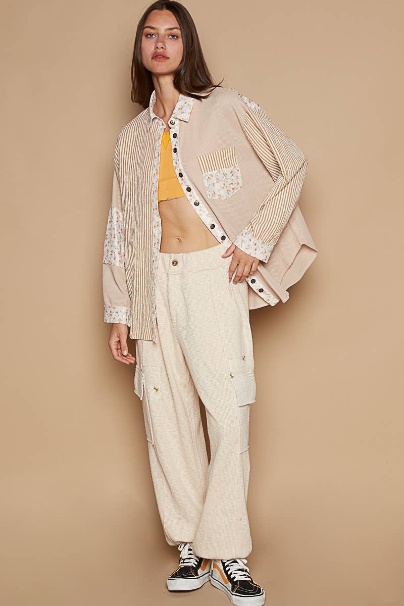 Long sleeve embroidered button down shirt