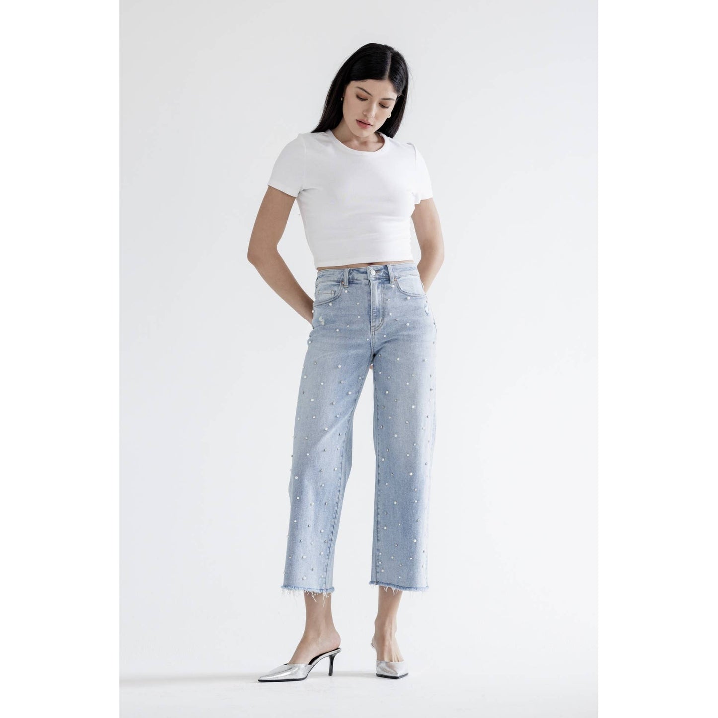 HIGH RISE WIDE LEG WITH EMBELLISHMENT