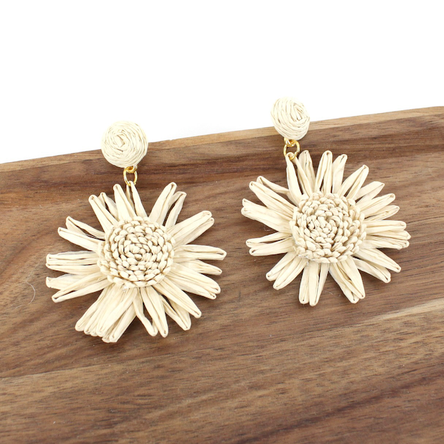 Raffia Daisy Statement Earrings