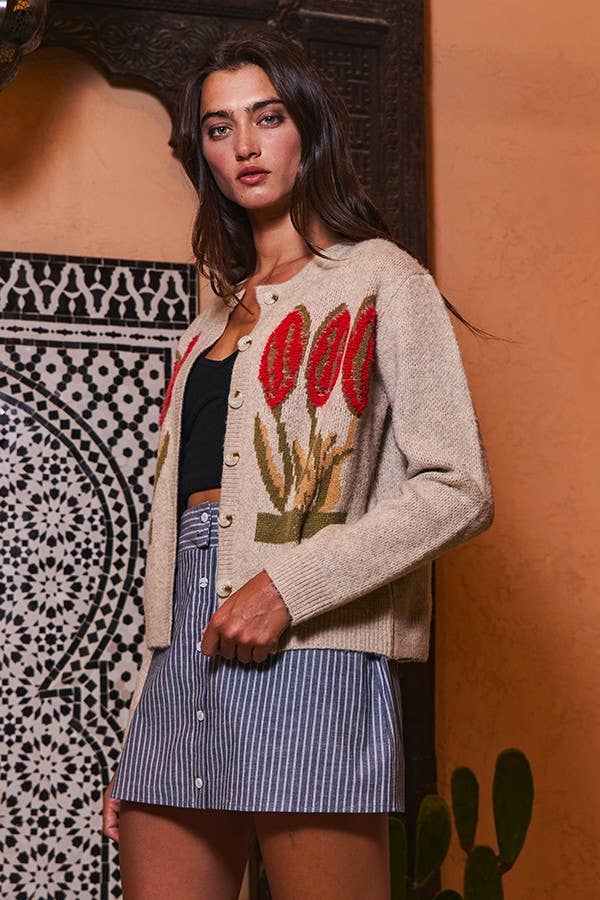 Floral Sweater Cardigan