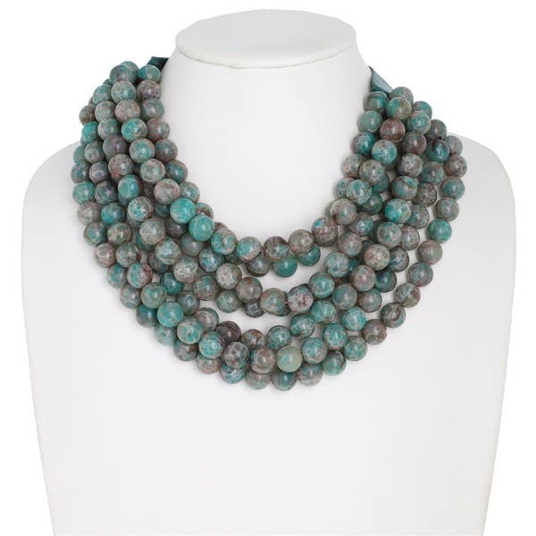 BOHEMIAN LEATHER SNAP BACK BEADED NECKLACE