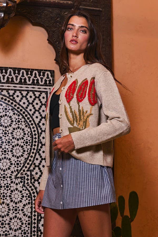 Floral Sweater Cardigan