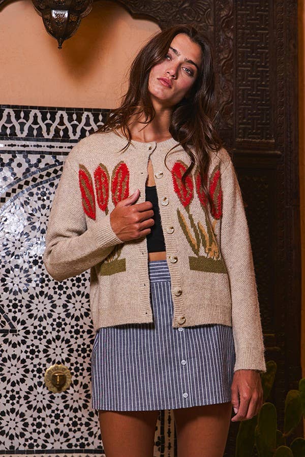 Floral Sweater Cardigan