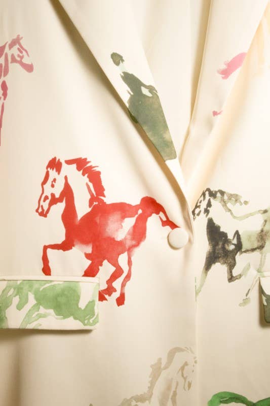 LJ76146T-COLORFUL HORSES PRINT BLAZER
