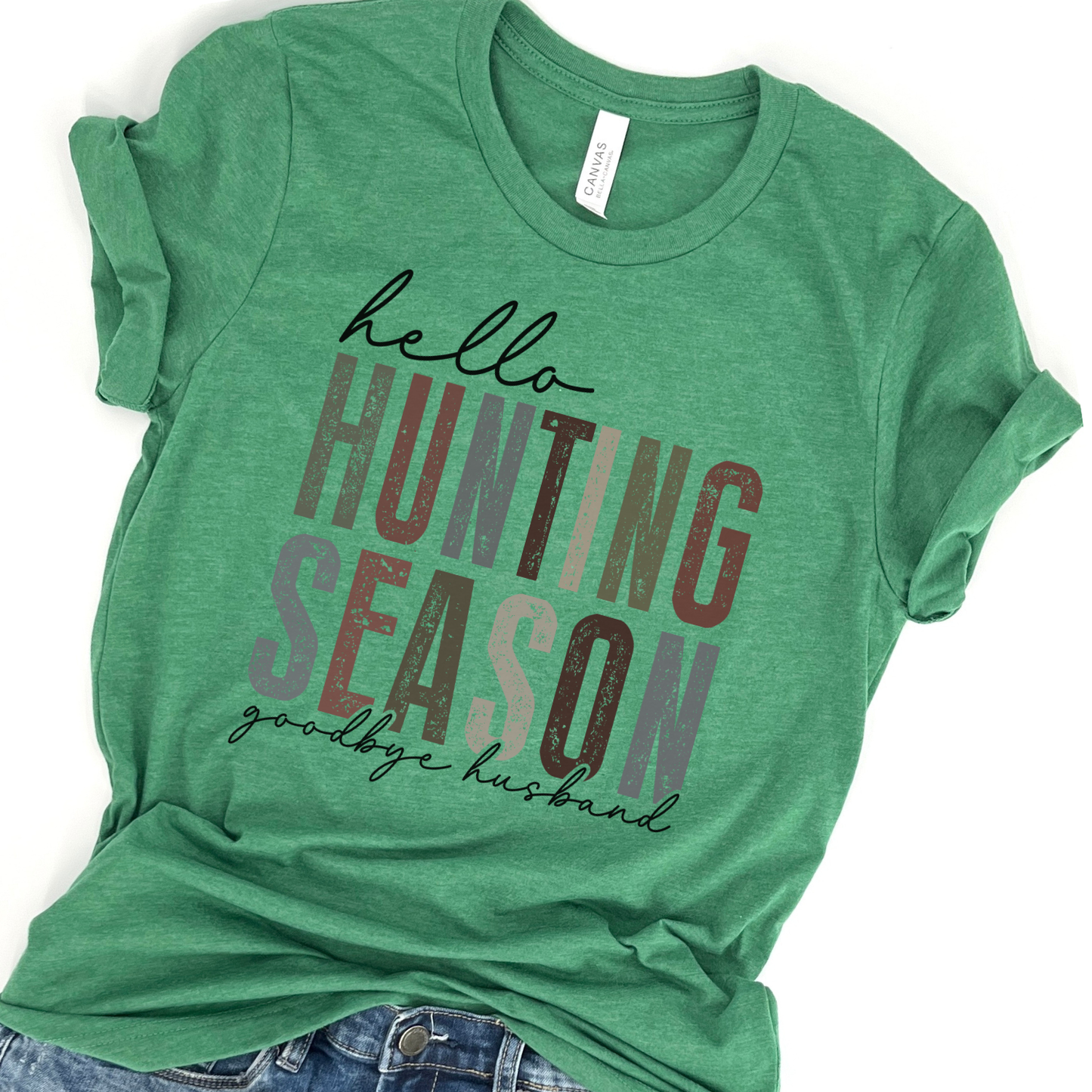 hello hunting season, goodbye husband women's t-shirt