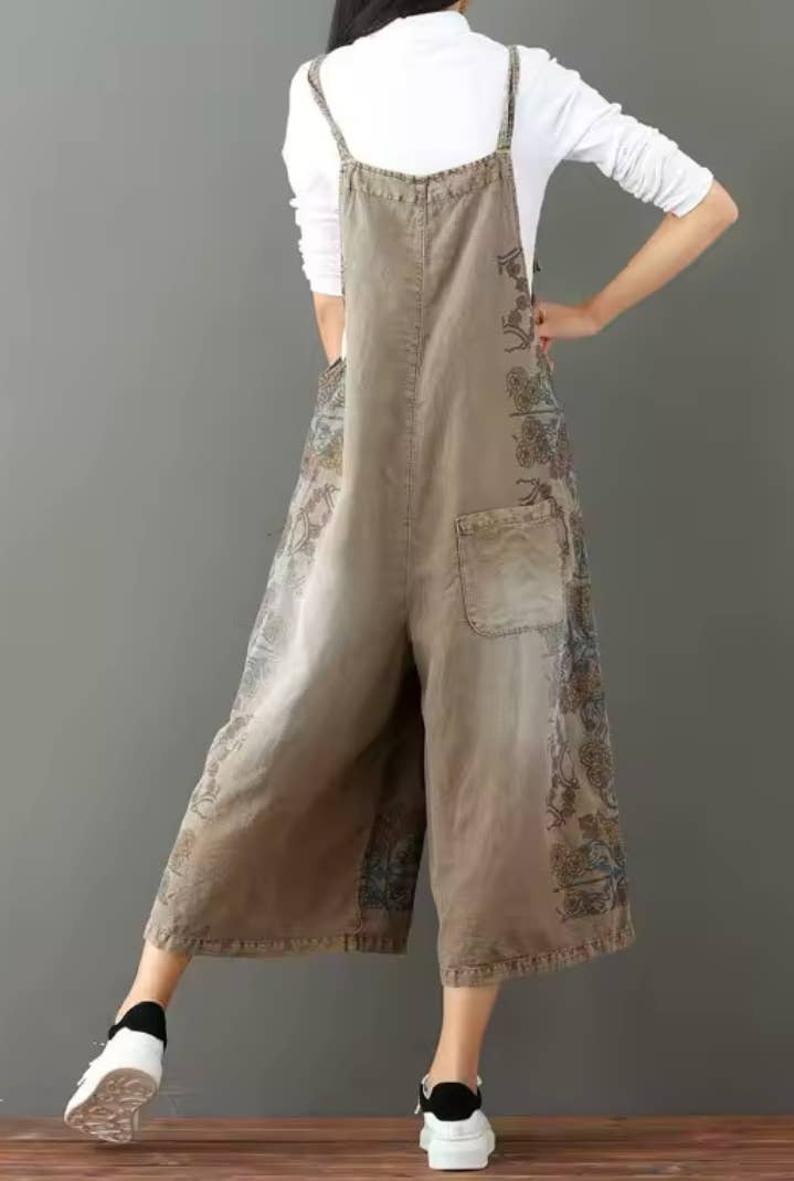 Denim Vintage Print Overall Jumper