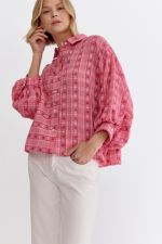 Button down shirt 3/4 sleeve blouse