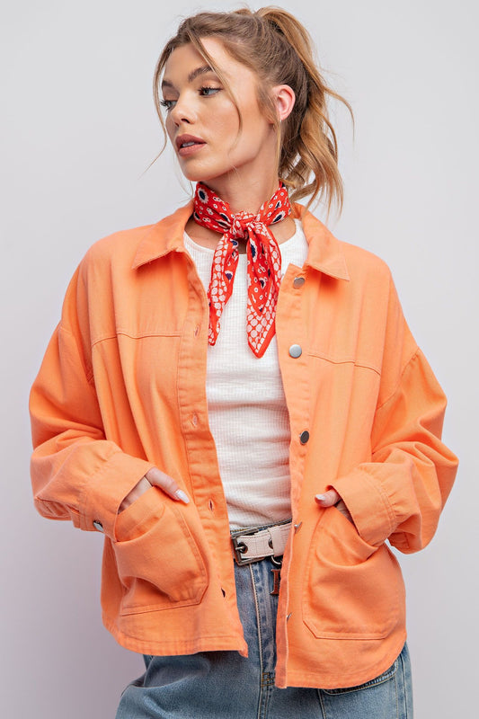 Washed Twill Shirt Jacket
