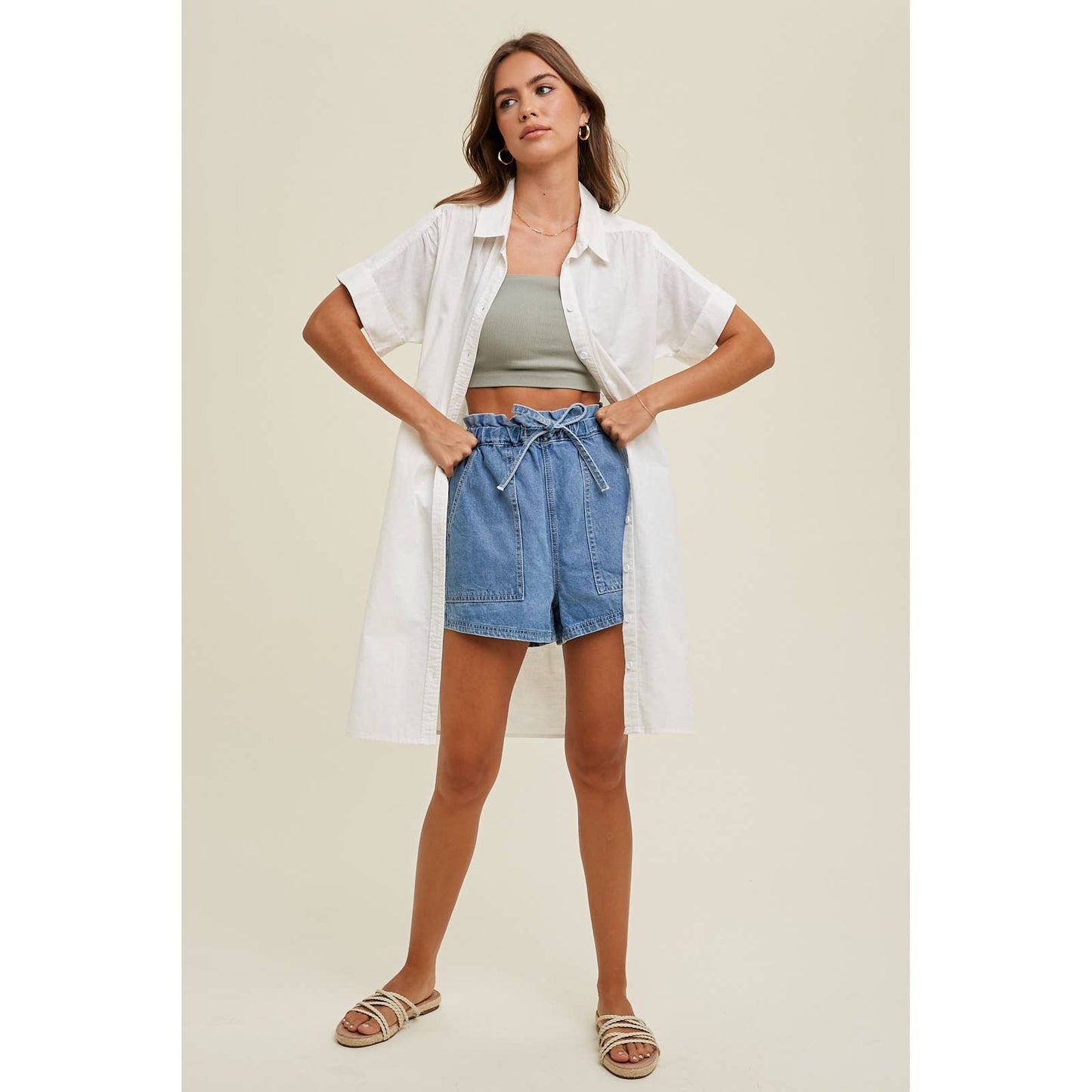 SHIRT DRESS WITH CUFF DETAIL / WL24-8583