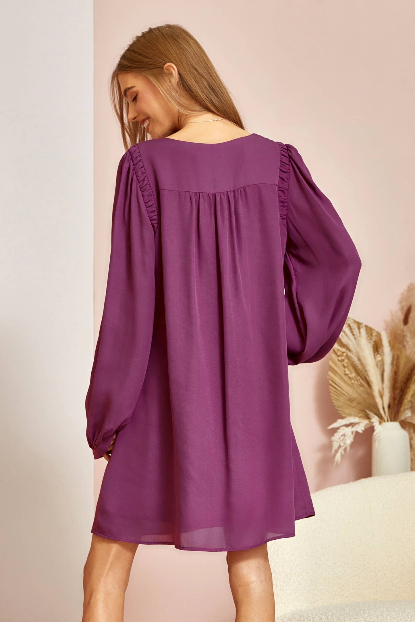 V Neck Flowy Woven Dress
