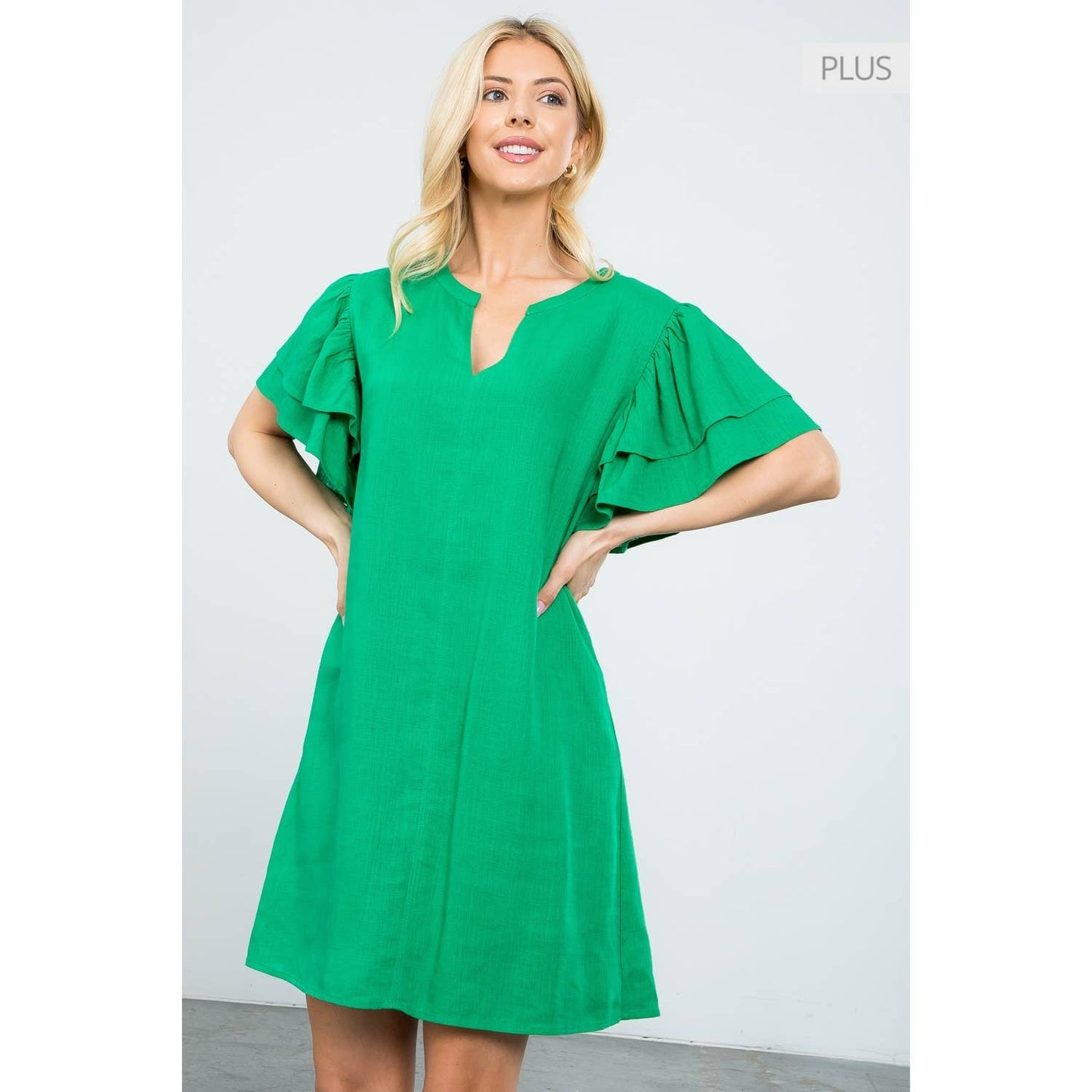 /Size XL/ Flutter Sleeve V-Neck Dress