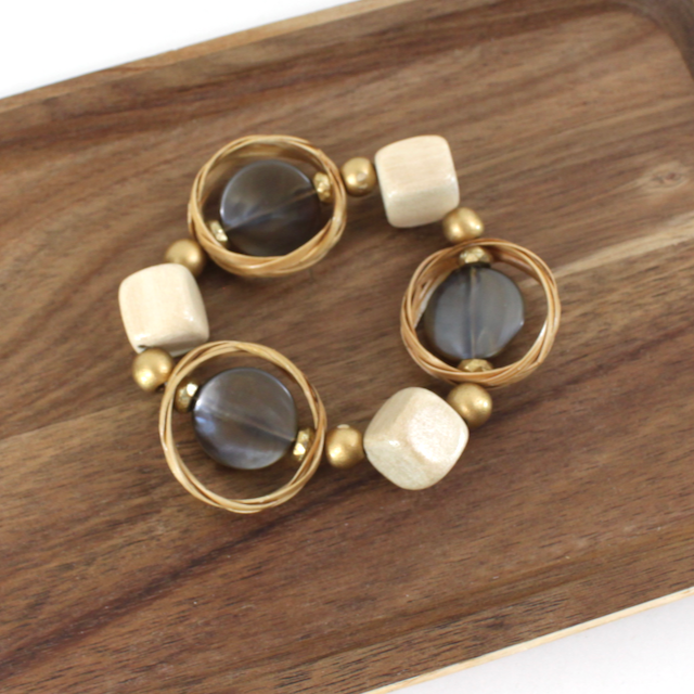 Gmelina Arborea Wood/Raffia Bracelet