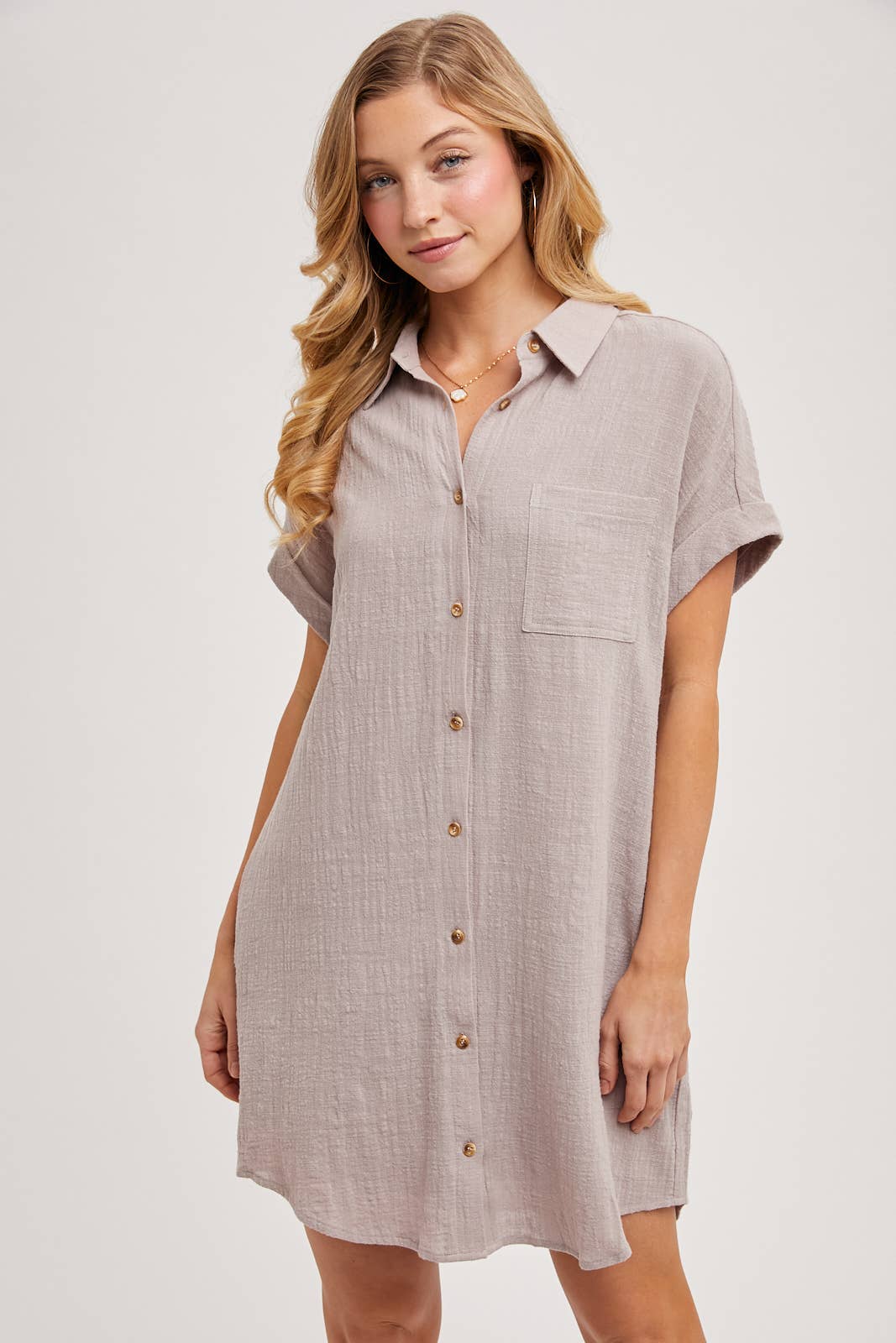 Button Up Shirt Dress - Mushroom / m Button Up Shirt Dress - Mushroom / m
