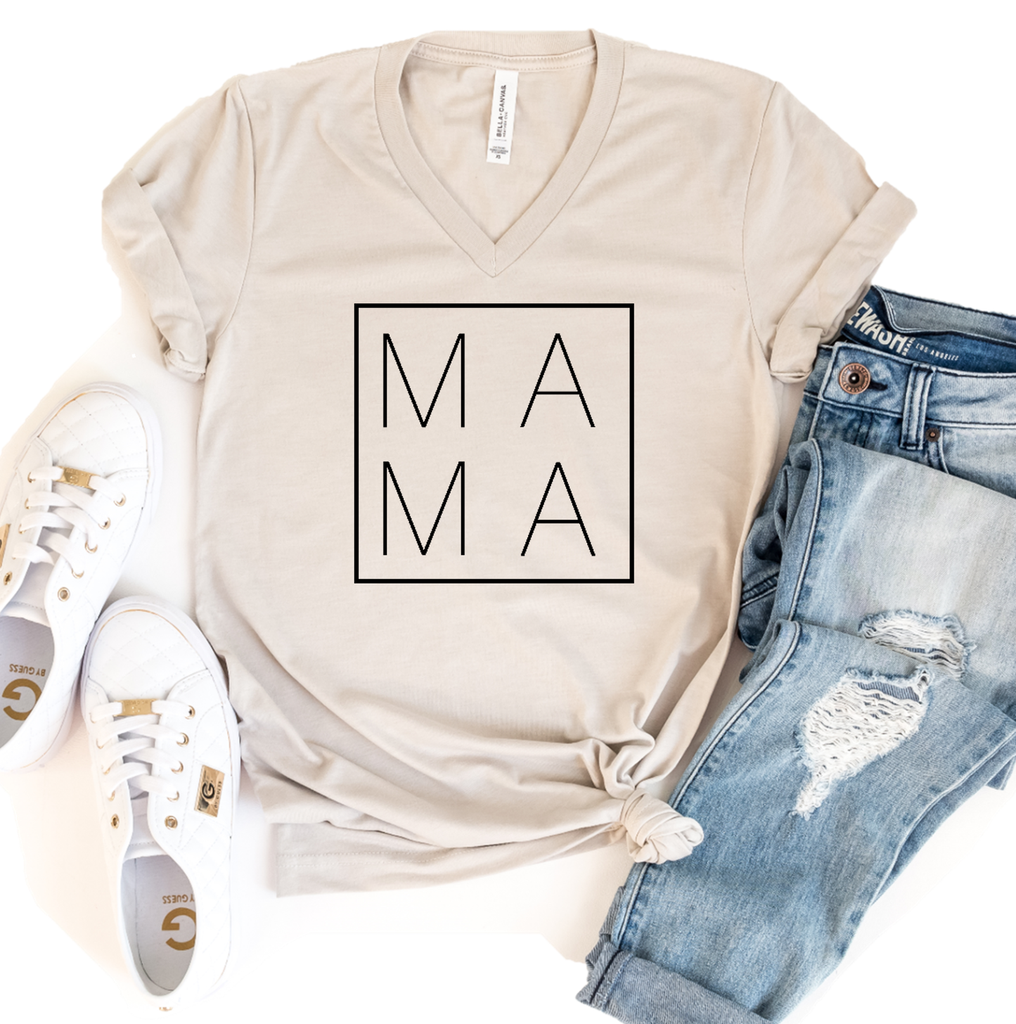 Mama box V-neck tee