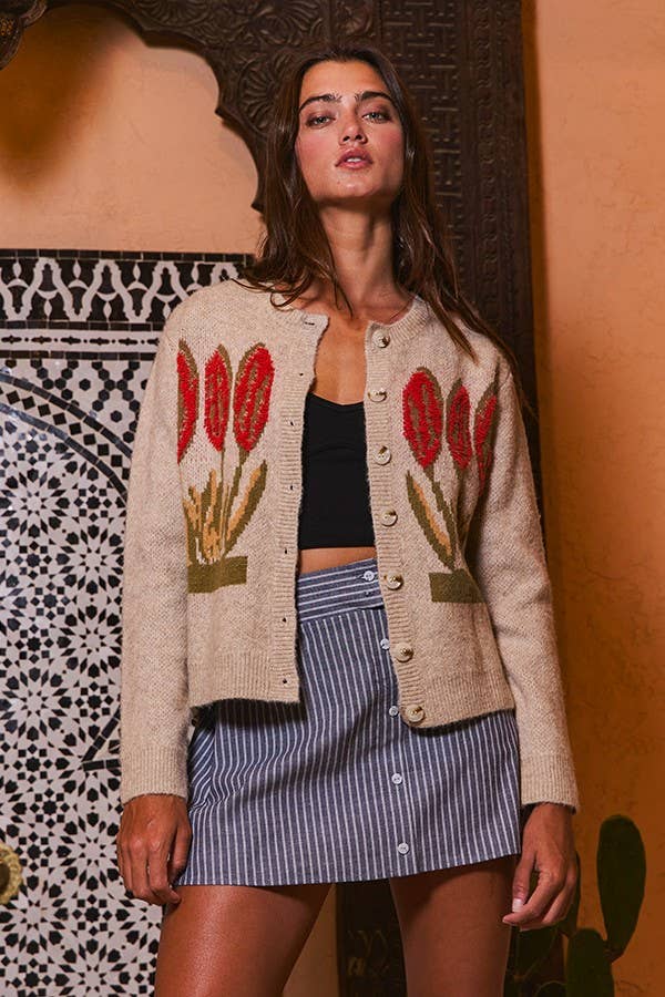 Floral Sweater Cardigan