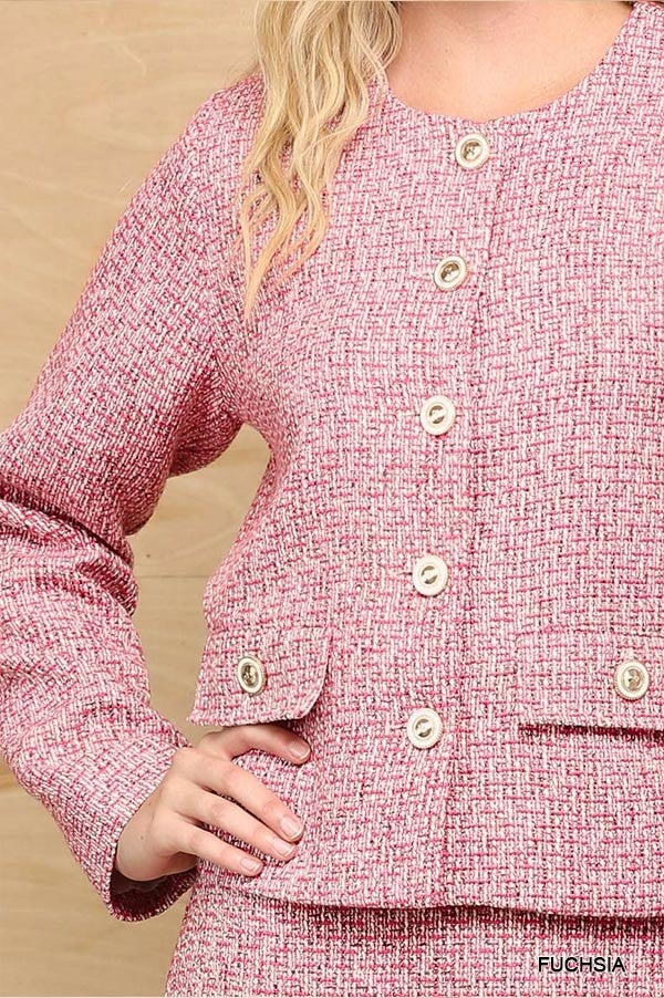 Tweed Jacket with Button Down