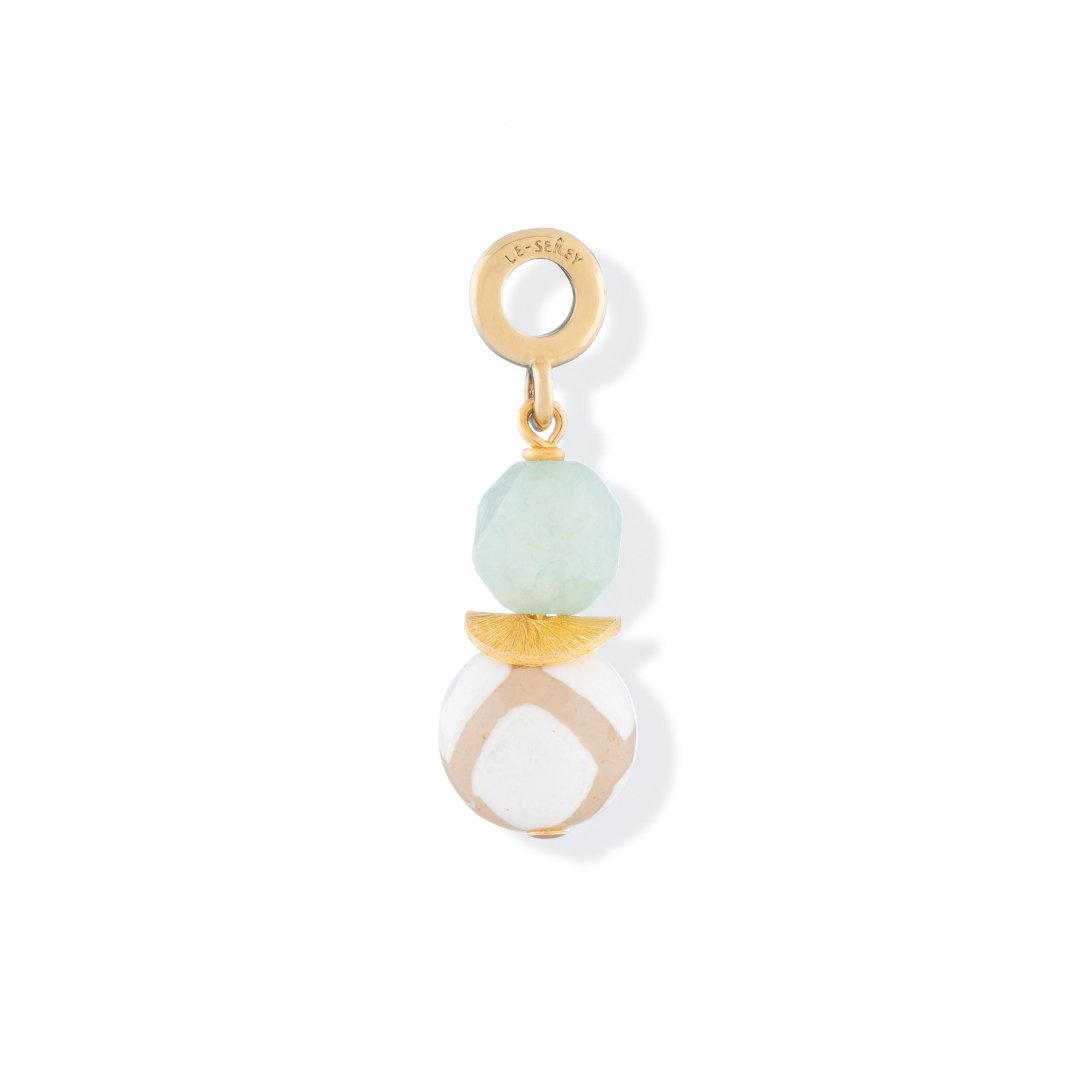 Tibetan Agate + Chalcedony Midi Tulip Charm