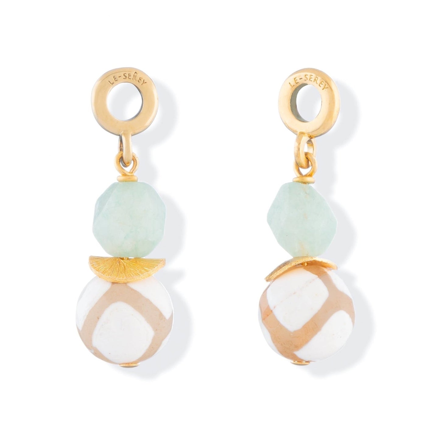 Tibetan Agate + Chalcedony Midi Tulip Charm