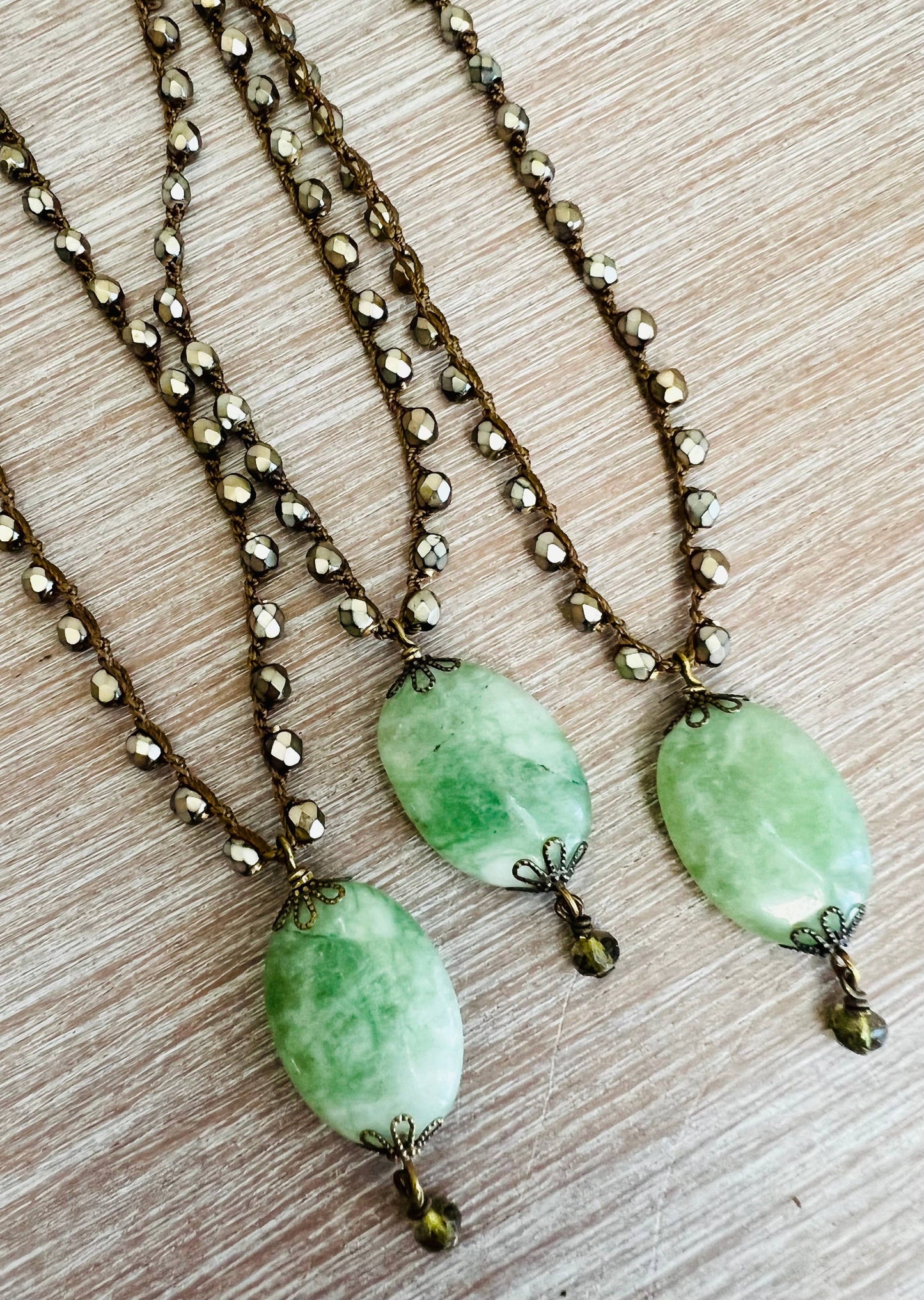 Victorian Green Stone Drop Necklace