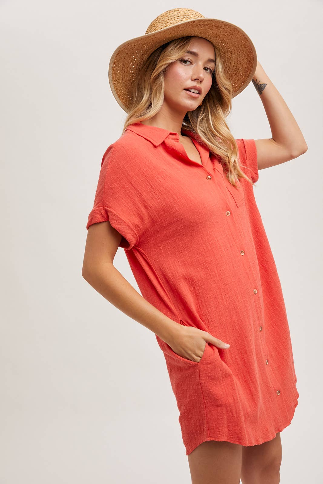 BUTTON UP SHIRT DRESS