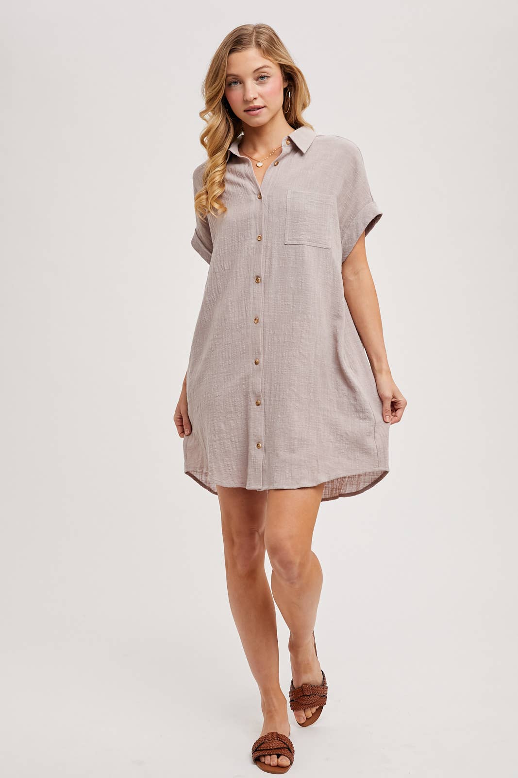 BUTTON UP SHIRT DRESS