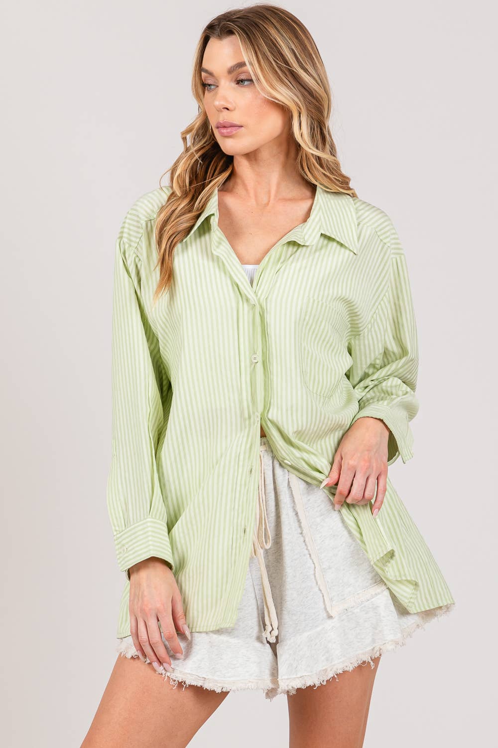 LOOSE FIT STRIPE BUTTON DOWN