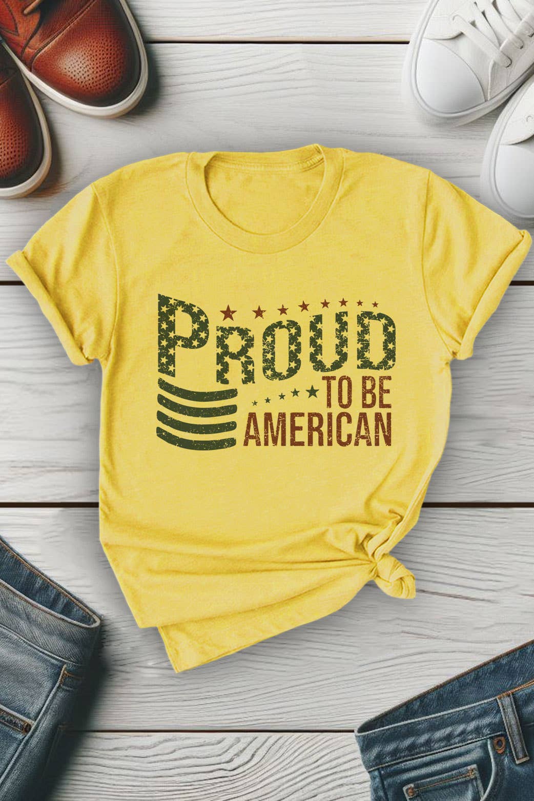 Proud To Be American, Fourth of July, Unisex Round Neck T-Shirt