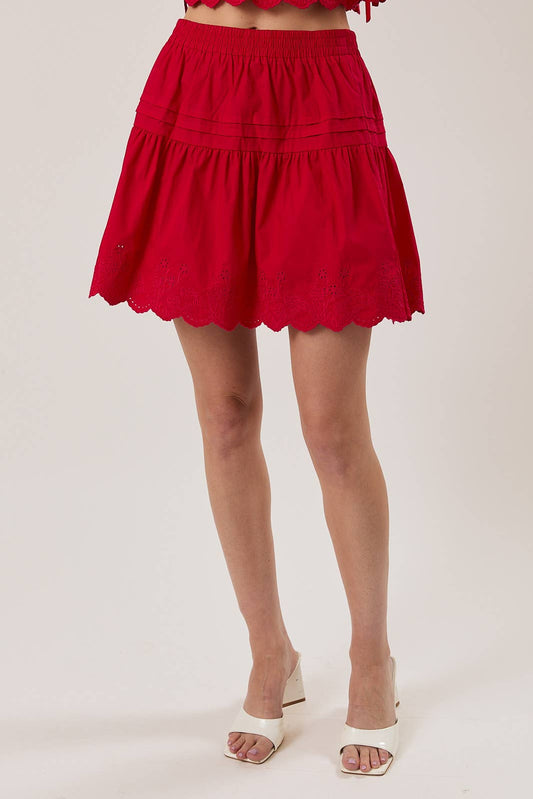 EYELET HEM MINI SKIRT