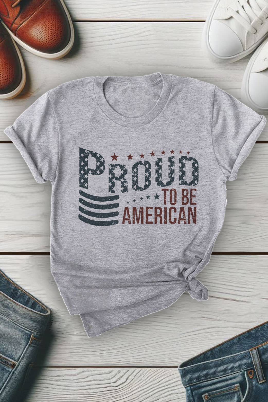 Proud To Be American, Fourth of July, Unisex Round Neck T-Shirt