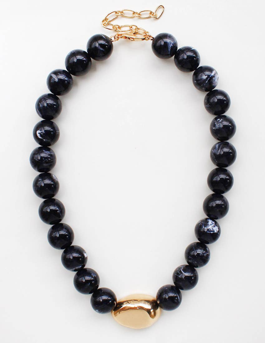 Gold Eye Accent Beaded Statement Necklace